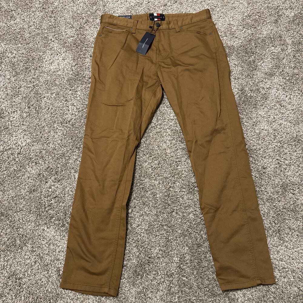 Tommy Hilfiger Men’s 34x32 TH Flex Brown Straight Pants. New With Tags